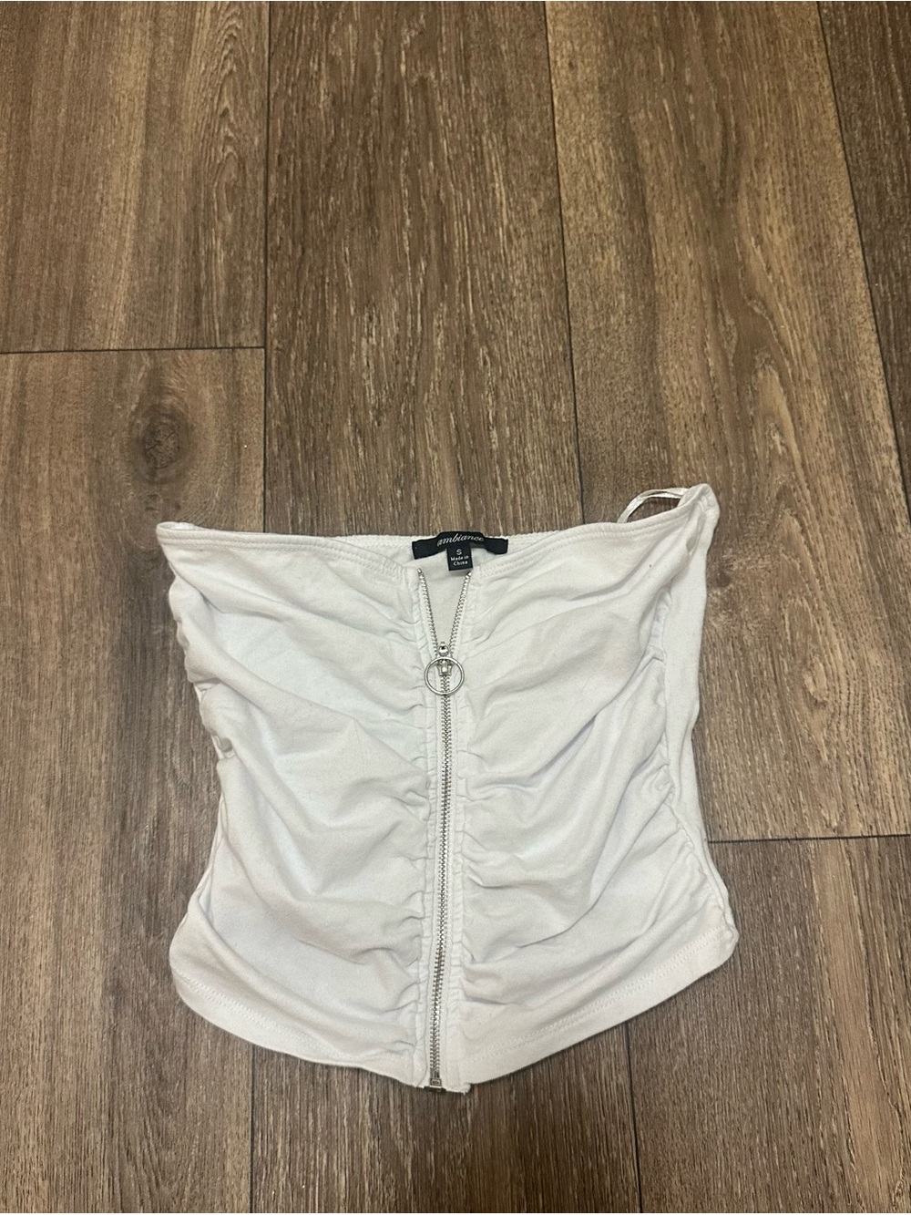 Ambiance White Strapless Crop Top